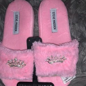 Pink Steve Madden Fur Slide